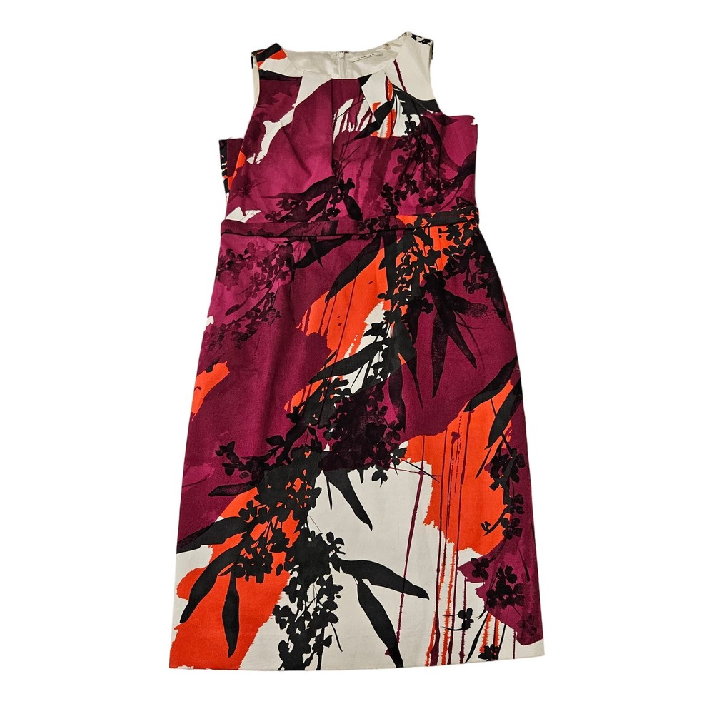 T‎ Tahari Women's Purple & Red Floral Abstract Sleeveless Shift Dress. Size 8